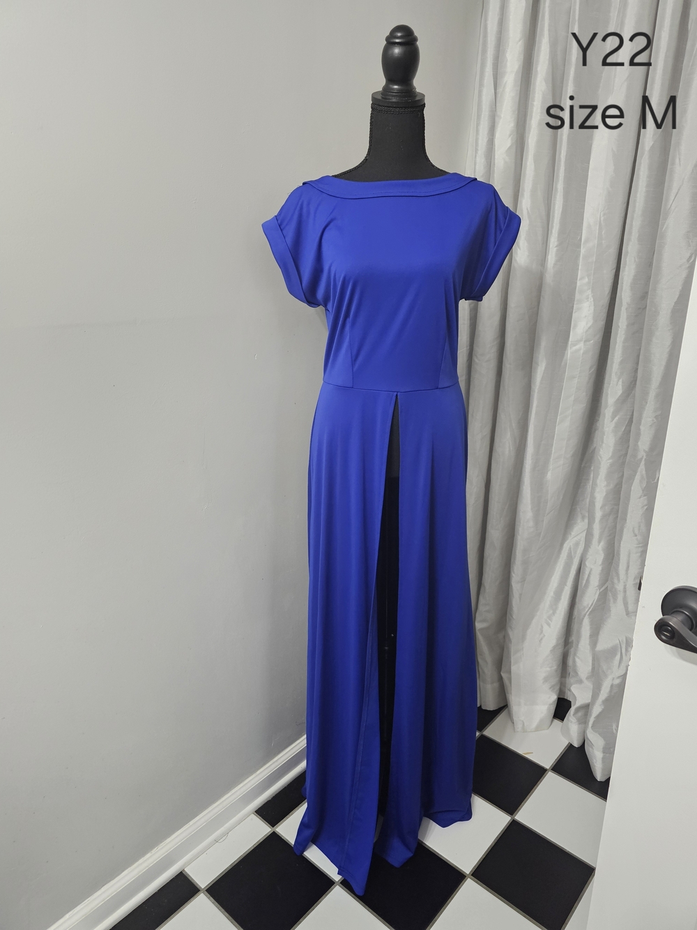 Elegant Royal Blue Maxi Dress with Front Slit